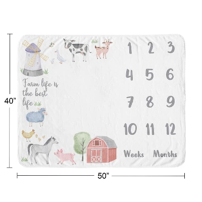 Sweet Jojo Designs Boy Or Girl Gender Neutral Unisex Milestone Swaddle Baby Blanket Farm Animals 4 Sweet Jojo Designs Boy Or Girl Gender Neutral Unisex Milestone Swaddle Baby Blanket Farm Animals - Image 2
