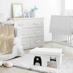 Sweet Jojo Designs Boy Or Girl Gender Neutral Unisex Fabric Storage Toy Bin Woodland Pals Black Beige And Grey