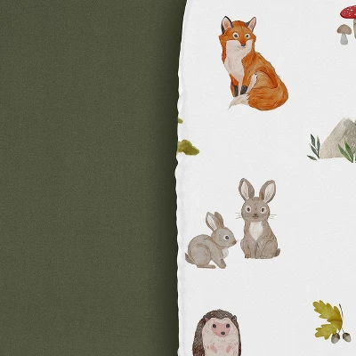 Sweet Jojo Designs Boy, Girl, Gender Neutral Baby Bassinet Fitted Sheets Set Watercolor Woodland Forest Animals Green Brown And Red 2pc 6 Sweet Jojo Designs Boy, Girl, Gender Neutral Baby Bassinet Fitted Sheets Set Watercolor Woodland Forest Animals Green Brown And Red 2pc - Image 4