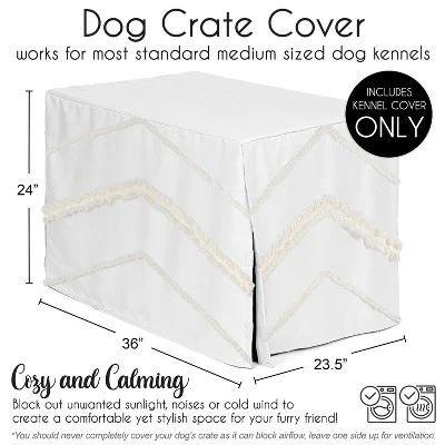 Sweet Jojo Designs Dog Crate Kennel Cover 36in. Boho Fringe Ivory 5 Sweet Jojo Designs Dog Crate Kennel Cover 36in. Boho Fringe Ivory - Image 4