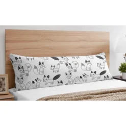 Sweet Jojo Designs Body Pillow Cover (Pillow Not Included) 54in.x20in. Fox Black And White