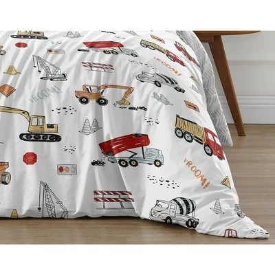 Sweet Jojo Designs Full/Queen Comforter Bedding Set Construction Truck Red Blue And Grey 3pc 7 Sweet Jojo Designs Full/Queen Comforter Bedding Set Construction Truck Red Blue And Grey 3pc - Image 5