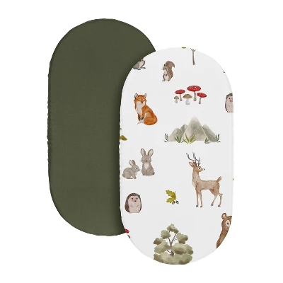 Sweet Jojo Designs Boy, Girl, Gender Neutral Baby Bassinet Fitted Sheets Set Watercolor Woodland Forest Animals Green Brown And Red 2pc 3 Sweet Jojo Designs Boy, Girl, Gender Neutral Baby Bassinet Fitted Sheets Set Watercolor Woodland Forest Animals Green Brown And Red 2pc