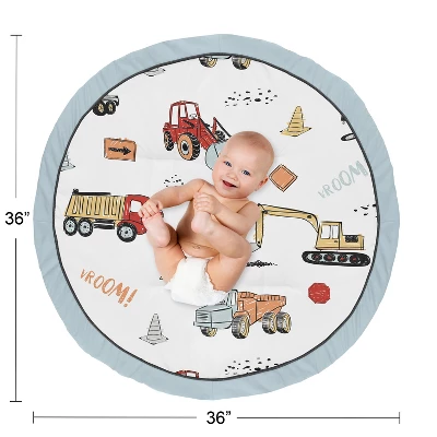 Sweet Jojo Designs Boy Baby Tummy Time Playmat Construction Truck Red Blue And Grey 5 Sweet Jojo Designs Boy Baby Tummy Time Playmat Construction Truck Red Blue And Grey - Image 3