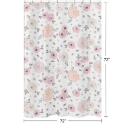 Sweet Jojo Designs Shower Curtain 72in.x72in. Watercolor Floral Pink And Grey -Sweets Jojo Shop GUEST 7ad5824f 01c8 4726 8ee4 7ff90fa30ef4