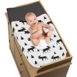 Sweet Jojo Designs Boy Changing Pad Cover Rustic Patch Black And White