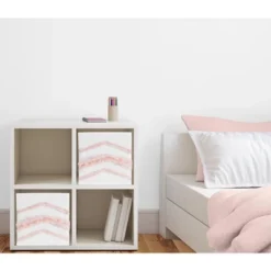 Sweet Jojo Designs Girl Set Of 2 Kids' Decorative Fabric Storage Bins Boho Fringe White And Pink