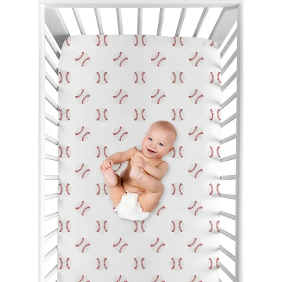 Sweet Jojo Designs Boy Fitted Crib Sheets Set Baseball Patch Red And White 2pc 6 Sweet Jojo Designs Boy Fitted Crib Sheets Set Baseball Patch Red And White 2pc - Image 4