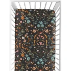 Sweet Jojo Designs Girl Baby Fitted Crib Sheet Boho Floral Wildflower Black Orange And Blue -Sweets Jojo Shop GUEST 86938d1b decd 4366 ad14 07a3bed7f05a