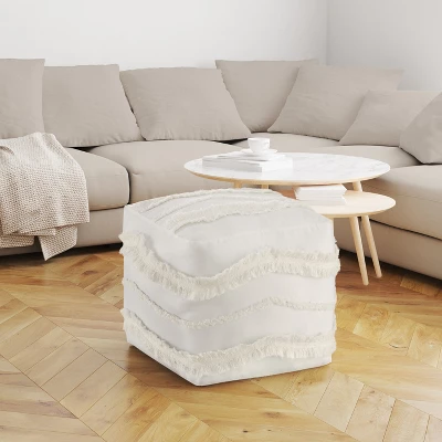 Sweet Jojo Designs Fabric Ottoman Pouf Cover Unstuffed Boho Fringe Ivory - Insert Not Included 5 Sweet Jojo Designs Fabric Ottoman Pouf Cover Unstuffed Boho Fringe Ivory - Insert Not Included - Image 3