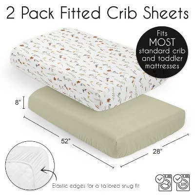 Sweet Jojo Designs Girl Fitted Crib Sheets Set Watercolor Floral Garden Green Orange And Beige 2pc 7 Sweet Jojo Designs Girl Fitted Crib Sheets Set Watercolor Floral Garden Green Orange And Beige 2pc - Image 5