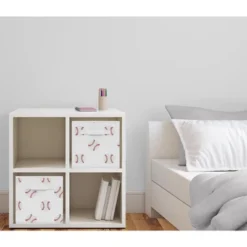 Sweet Jojo Designs Fabric Storage Bins Set Baseball Patch White And Red