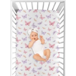 Sweet Jojo Designs Girl Baby Fitted Crib Sheet Butterfly Pink And Purple -Sweets Jojo Shop GUEST 89740205 cee1 49d6 85df 9f7453c91b5e