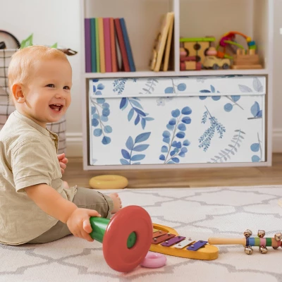 Sweet Jojo Designs Fabric Storage Toy Bin Botanical Blue And White Leaves 3 Sweet Jojo Designs Fabric Storage Toy Bin Botanical Blue And White Leaves
