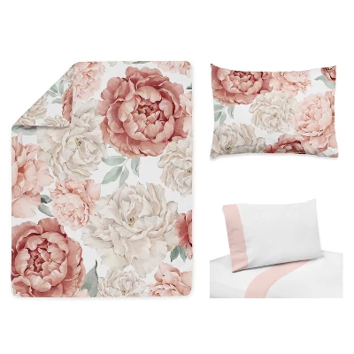 Sweet Jojo Designs Girl Toddler Bedding Set Peony Floral Garden Pink And Ivory 5pc 4 Sweet Jojo Designs Girl Toddler Bedding Set Peony Floral Garden Pink And Ivory 5pc - Image 2