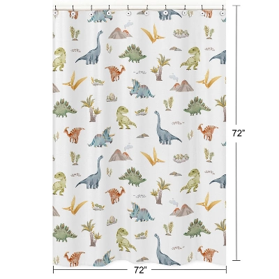 Sweet Jojo Designs Boy Shower Curtain 72in.x72in. Watercolor Dinosaur Dino Multicolor 6 Sweet Jojo Designs Boy Shower Curtain 72in.x72in. Watercolor Dinosaur Dino Multicolor - Image 4