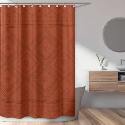 Sweet Jojo Designs Shower Curtain 72in.x72in. Boho Geometric Orange And Black