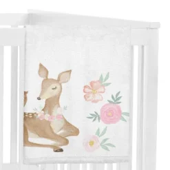 Sweet Jojo Designs Girl Milestone Swaddle Baby Blanket Deer Floral Pink Mint And White