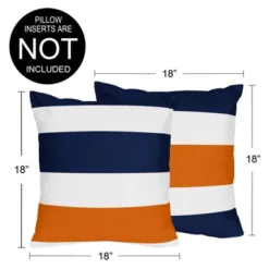 Sweet Jojo Designs Boy Girl Unisex/Gender Neutral Decorative Throw Pillow Covers 18in. (Pillow Inserts Not Included) Stripe Blue Orange And White 2pc -Sweets Jojo Shop GUEST 8f7c7597 0180 4ee0 85eb e7ccc51a23a7