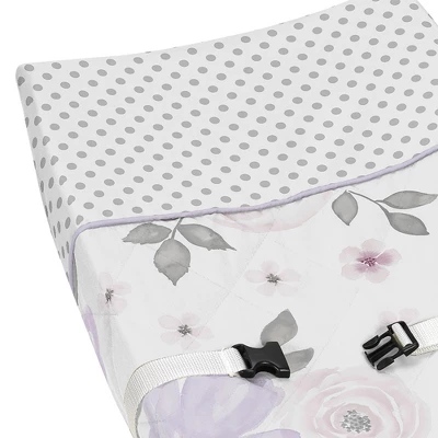 Sweet Jojo Designs Girl Changing Pad Cover Watercolor Floral Collection Lavender Purple And Grey 4 Sweet Jojo Designs Girl Changing Pad Cover Watercolor Floral Collection Lavender Purple And Grey - Image 2