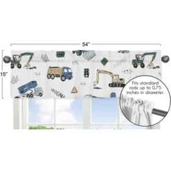 Sweet Jojo Designs Window Valance Treatment 54in. Construction Truck Green Blue And Grey -Sweets Jojo Shop GUEST 9601865a 29e0 4fe8 88ed d483372c68ac