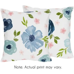 Sweet Jojo Designs Set Of 2 Decorative Accent Kids' Throw Pillows 18in. Watercolor Floral Blue Pink And White -Sweets Jojo Shop GUEST 964eb8d7 ede3 4c59 87e5 06644658c89f