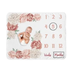 Sweet Jojo Designs Girl Baby Milestone Blanket Peony Floral Garden Pink And Ivory -Sweets Jojo Shop GUEST 967cf86f 0d35 4ddc 89bc 2651856913c6