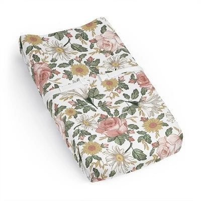 Sweet Jojo Designs Girl Changing Pad Sheet Vintage Floral Pink Yellow And Green 8 Sweet Jojo Designs Girl Changing Pad Sheet Vintage Floral Pink Yellow And Green - Image 6