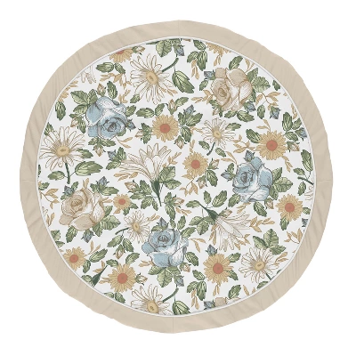 Sweet Jojo Designs Girl Baby Tummy Time Playmat Vintage Floral Blue Yellow And Beige 6 Sweet Jojo Designs Girl Baby Tummy Time Playmat Vintage Floral Blue Yellow And Beige - Image 4