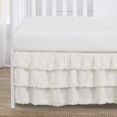 Sweet Jojo Designs Girl 3 Tiered Ruffle Crib Bed Skirt Bohemian Fringe Off White 4 Sweet Jojo Designs Girl 3 Tiered Ruffle Crib Bed Skirt Bohemian Fringe Off White - Image 2