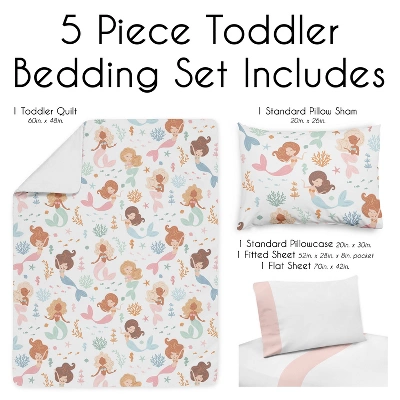 Sweet Jojo Designs Girl Toddler Bedding Set Mermaids Pink Blue And Orange 5pc 4 Sweet Jojo Designs Girl Toddler Bedding Set Mermaids Pink Blue And Orange 5pc - Image 2