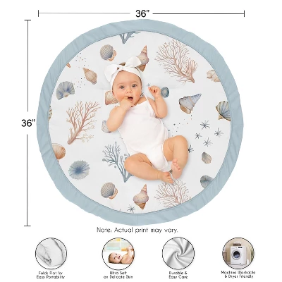 Sweet Jojo Designs Boy, Girl, Unisex/Gender Neutral Baby Tummy Time Playmat Seashells Multicolor 5 Sweet Jojo Designs Boy, Girl, Unisex/Gender Neutral Baby Tummy Time Playmat Seashells Multicolor - Image 3