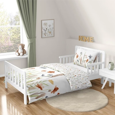 Sweet Jojo Designs Girl Toddler Bedding Set Watercolor Floral Garden Green Blue And Orange 5pc 8 Sweet Jojo Designs Girl Toddler Bedding Set Watercolor Floral Garden Green Blue And Orange 5pc - Image 6