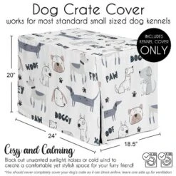 Sweet Jojo Designs Gender Neutral Unisex Dog Crate Kennel Cover 24in. Cartoon Puppy Grey Blue And White -Sweets Jojo Shop GUEST a26a1865 2b4d 4361 8f7d 7548b8b280be