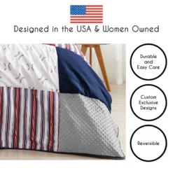 Sweet Jojo Designs Boy Full/Queen Comforter Bedding Set Baseball Patch Red White And Blue 3pc. -Sweets Jojo Shop GUEST a355b5a2 98f6 4057 9544 23ff54c47c07