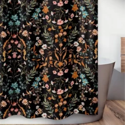Sweet Jojo Designs Shower Curtain 72in.x72in. Boho Floral Wildflower Black And Orange -Sweets Jojo Shop GUEST a4041475 693d 472d b0ba 52a9ee0967d8