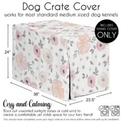 Sweet Jojo Designs Dog Crate Kennel Cover 36in. Watercolor Floral Pink And Grey -Sweets Jojo Shop GUEST a56906d0 236d 41d5 b856 27b99b6bca09