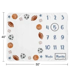Sweet Jojo Designs Boy Baby Milestone Blanket Watercolor Sports Theme Blue Brown And Orange -Sweets Jojo Shop GUEST a67ed2a5 4d9a 49e6 8ea9 30aae4b2097a