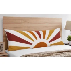Sweet Jojo Designs Gender Neutral Body Pillow Cover (Pillow Not Included) 54in.x20in. Boho Sun Ray Yellow Red Orange