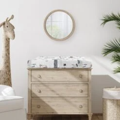 Sweet Jojo Designs Boy, Girl, Unisex/Gender Neutral Changing Pad Sheet Cartoon Puppy Grey Taupe And Blue