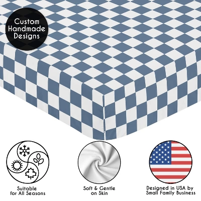 Sweet Jojo Designs Boy, Girl, Unisex/Gender Neutral Baby Fitted Crib Sheet Gingham Checkered Plaid Blue And White 6 Sweet Jojo Designs Boy, Girl, Unisex/Gender Neutral Baby Fitted Crib Sheet Gingham Checkered Plaid Blue And White - Image 4
