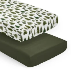 Sweet Jojo Designs Gender Neutral Unisex Fitted Crib Sheets Set Woodland Pine Tree Green And White 2pc -Sweets Jojo Shop GUEST b2f461ac 56f9 46d4 a804 e60683332029