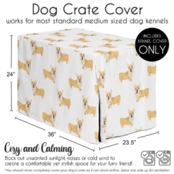 Sweet Jojo Designs Boy, Girl, Unisex/Gender Neutral Dog Crate Kennel Cover 36in. Corgi Cartoon Puppy Orange And White -Sweets Jojo Shop GUEST b4bcf180 069d 41f1 a762 a5232854c855
