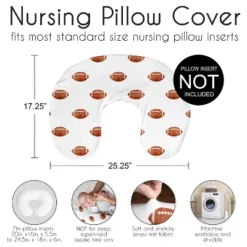 Sweet Jojo Designs Boy Support Nursing Pillow Cover (Pillow Not Included) Watercolor Sports Theme Brown And White -Sweets Jojo Shop GUEST b5fac3c2 c831 4e64 8a64 e7605554b5f1