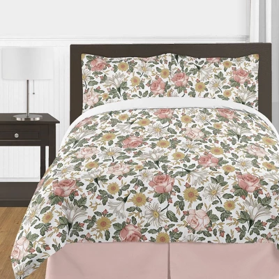 3pc Queen Vintage Floral Bedding Set Pink/Green - Sweet Jojo Designs 4 3pc Queen Vintage Floral Bedding Set Pink/Green - Sweet Jojo Designs - Image 2