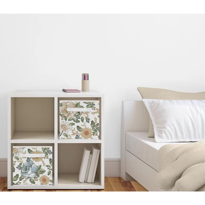 Sweet Jojo Designs Girl Set Of 2 Kids' Decorative Fabric Storage Bins Vintage Floral Blue Yellow And Gold 3 Sweet Jojo Designs Girl Set Of 2 Kids' Decorative Fabric Storage Bins Vintage Floral Blue Yellow And Gold