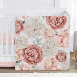 Sweet Jojo Designs Boy Or Girl Gender Neutral Unisex Baby Crib Bedding Set - Pink And Ivory Peony Floral Garden Collection 4pc -Sweets Jojo Shop GUEST bd9b43c2 2d83 40f5 b1ec cc00e8fe4c0a