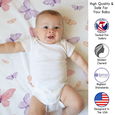 Sweet Jojo Designs Girl Baby Tummy Time Playmat Butterfly Blush Pink And Purple 4 Sweet Jojo Designs Girl Baby Tummy Time Playmat Butterfly Blush Pink And Purple - Image 2