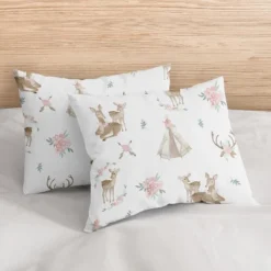 Sweet Jojo Designs Full/Queen Comforter Bedding Set Deer Floral White Taupe And Pink 3pc -Sweets Jojo Shop GUEST be6bd841 adc2 4a44 b313 35537c147fb8
