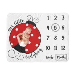 Sweet Jojo Designs Girl Baby Milestone Blanket Polka Dot Ladybug Red Black And White -Sweets Jojo Shop GUEST c15f1b95 b760 420a 83d2 2a66484c71ce